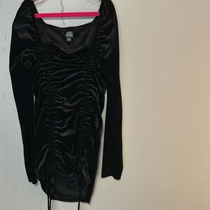 Black adjustable long sleeve mini dress